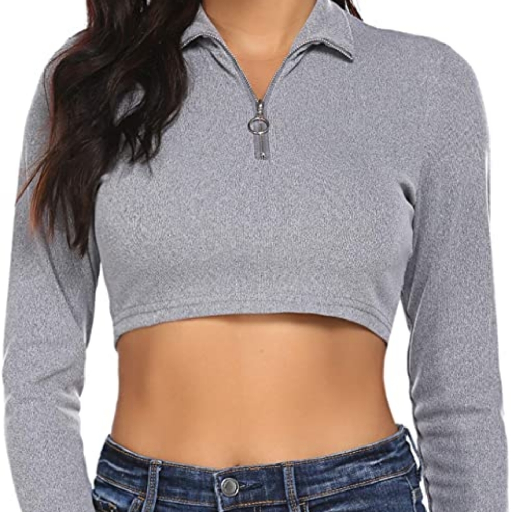Crop Top Zipper Tshirt 🔥